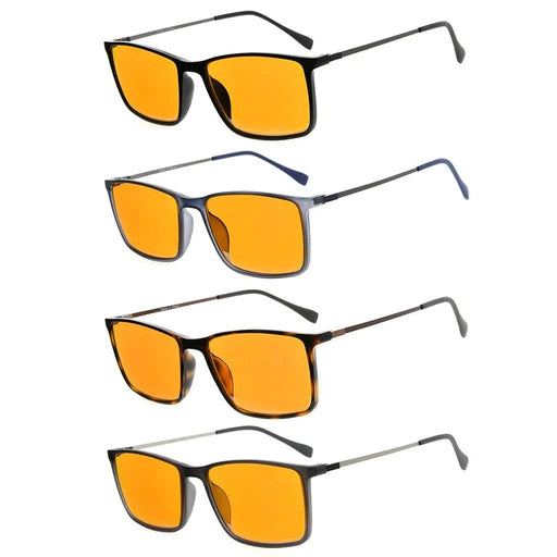 eyekeeper.com 4 Pack Orange Lens Rectangle Blue Light Blocking Reading Glasses DSDT1783 Eyeglasses