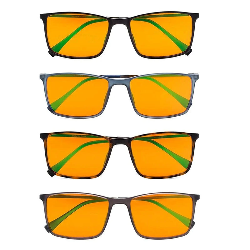eyekeeper.com 4 Pack Orange Lens Rectangle Blue Light Blocking Reading Glasses DSDT1783 Eyeglasses