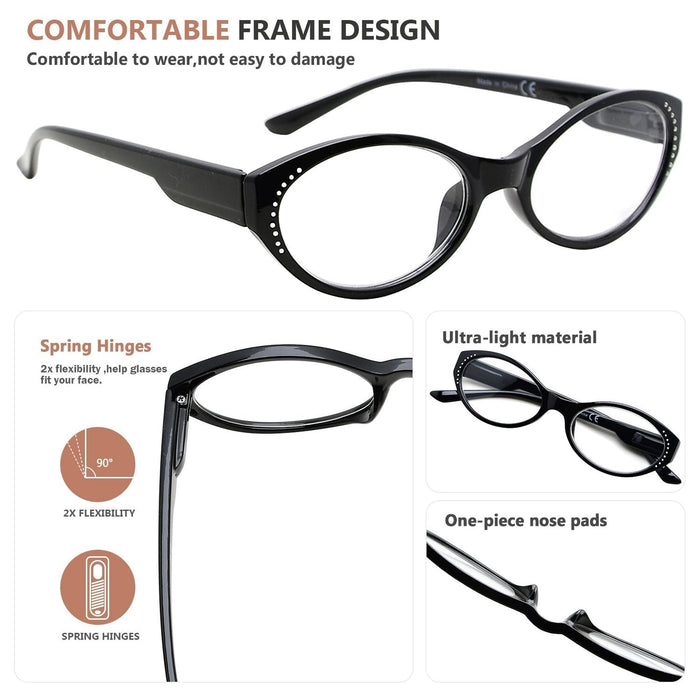 Eyekeeper - 4 Pack Oval Classic Design Reading Glasses R2036