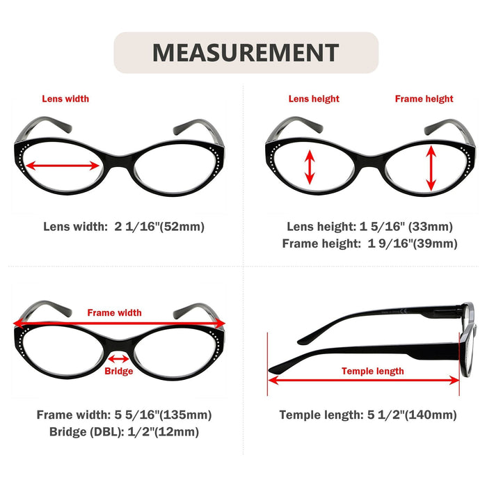 Eyekeeper - 4 Pack Oval Classic Design Reading Glasses R2036