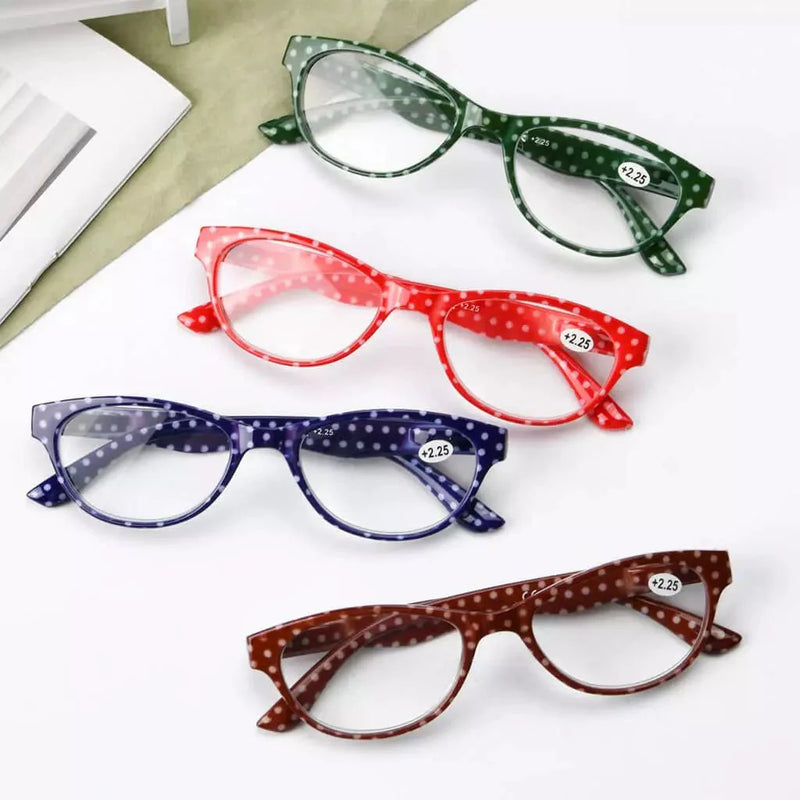 eyekeeper.com 4 Pack Oval Cute Reading Glasses Colorful Polka Dots Readers R074P Eyeglasses