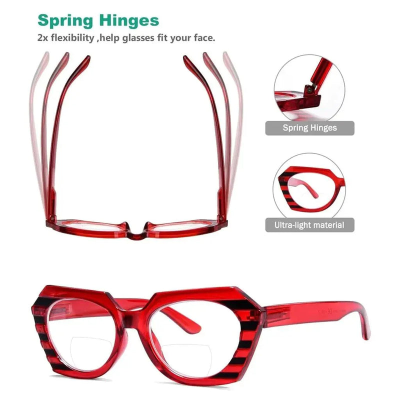 eyekeeper.com 4 Pack Oval Design Bifocal Reading Glasses Stripe Readers BR2135 Eyeglasses