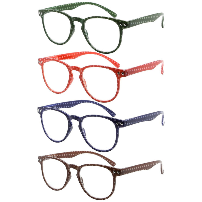 Eyekeeper - 4 Pack Polka Dots Pattern Reading Glasses R060P