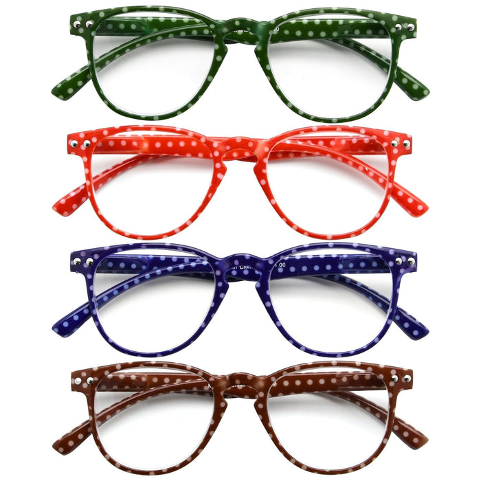 Eyekeeper - 4 Pack Polka Dots Pattern Reading Glasses R060P