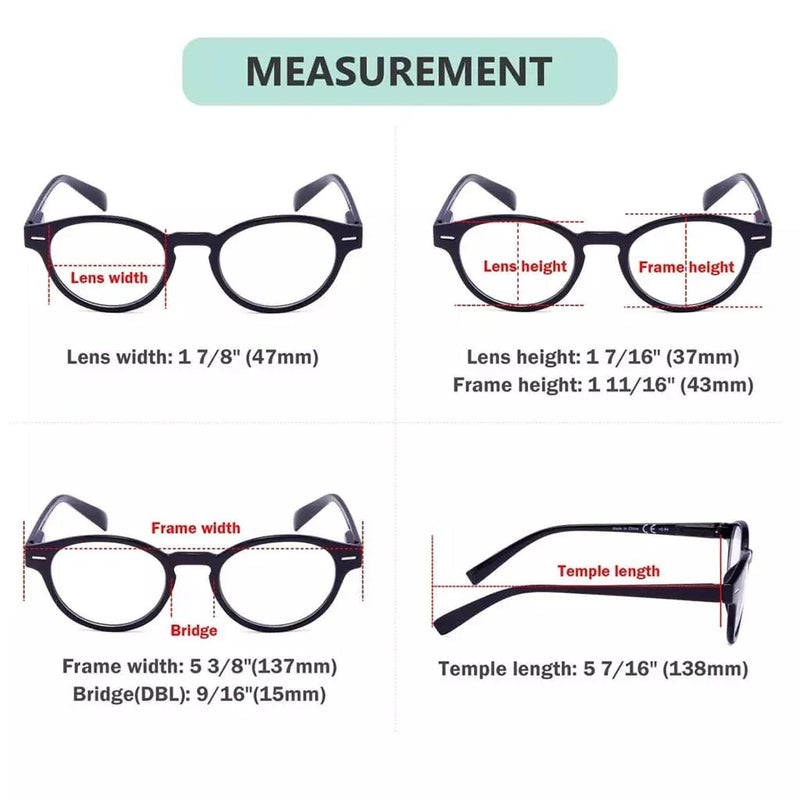 eyekeeper.com 4 Pack Oval Reading Glasses Retro Readers R091 Eyeglasses