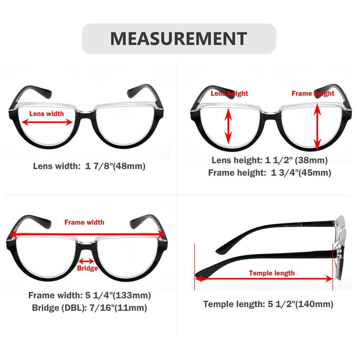 Eyekeeper - 4 Pack Thicker Frame Half Moon Reading Glasses R2006