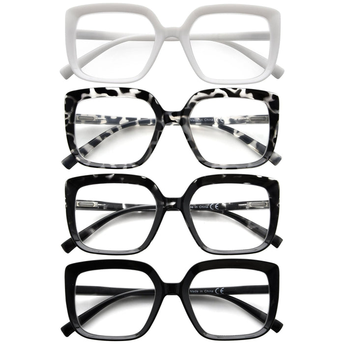 Eyekeeper - 4 Pack Stylish Square Chic Reading Glasses R2014