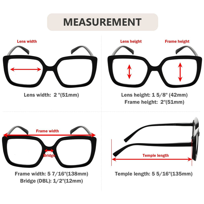 Eyekeeper - 4 Pack Stylish Square Chic Reading Glasses R2014