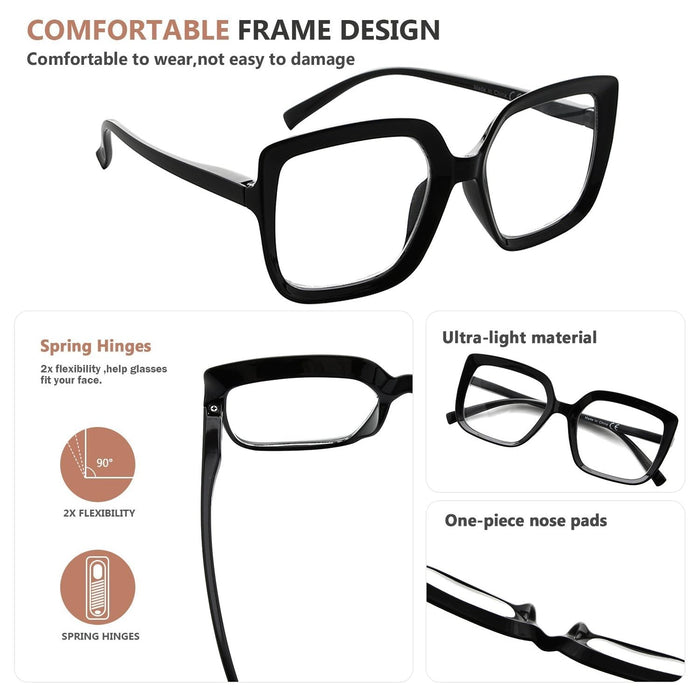 Eyekeeper - 4 Pack Stylish Square Chic Reading Glasses R2014