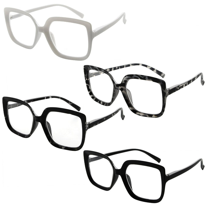 Eyekeeper - 4 Pack Stylish Square Chic Reading Glasses R2014