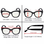 eyekeeper.com 4 Pack Oversized Blue Light Filter Reading Glasses UV1555 Eyeglasses