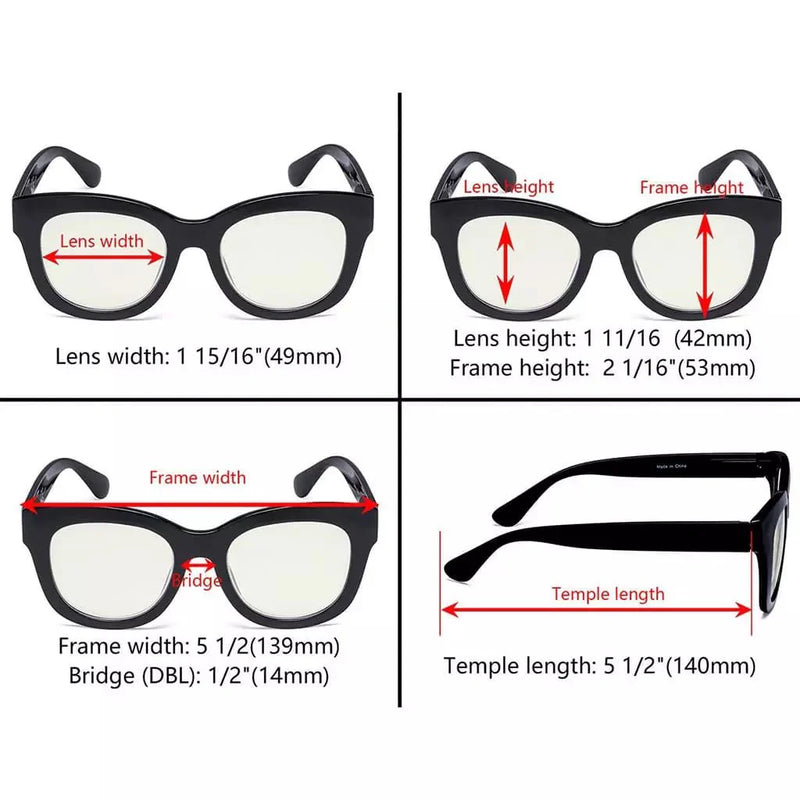 eyekeeper.com 4 Pack Oversized Blue Light Filter Reading Glasses UV1555 Eyeglasses
