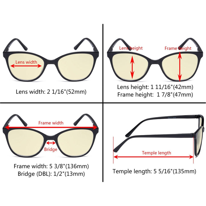 Eyekeeper  - 4 Pack Cat-eye Blue Light Blocking Reading Glasses TMFH1570