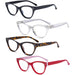 Eyekeeper  - 4 Pack Cat-eye Reading Glasses Thicker Frame Readers R9108