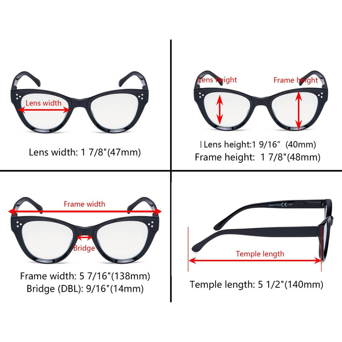 Eyekeeper  - 4 Pack Cat-eye Reading Glasses Thicker Frame Readers R9108