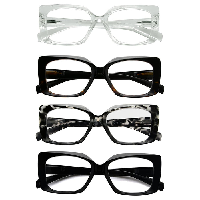 Eyekeeper - 4 Pack Stylish Design Thicker Frame Reading Glasses R2010