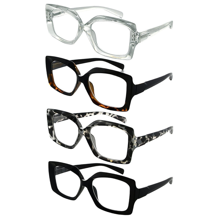 Eyekeeper - 4 Pack Stylish Design Thicker Frame Reading Glasses R2010