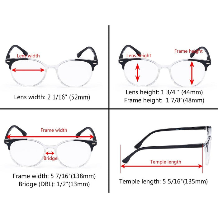 Eyekeeper - 4 Pack Stylish Design Round Ladies Reading Glasses R9002C