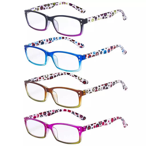 eyekeeper.com 4 Pack Patterned Temple Polka Dot Reading Glasses R103P Eyeglasses