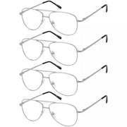 eyekeeper.com 4 Pack Pilot Reading Glasses Metal Frame Readers R1502 Eyeglasses
