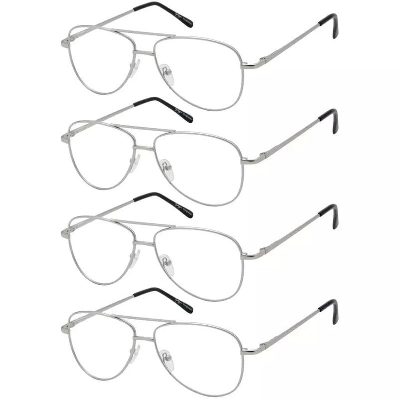 eyekeeper.com 4 Pack Pilot Reading Glasses Metal Frame Readers R1502 Eyeglasses