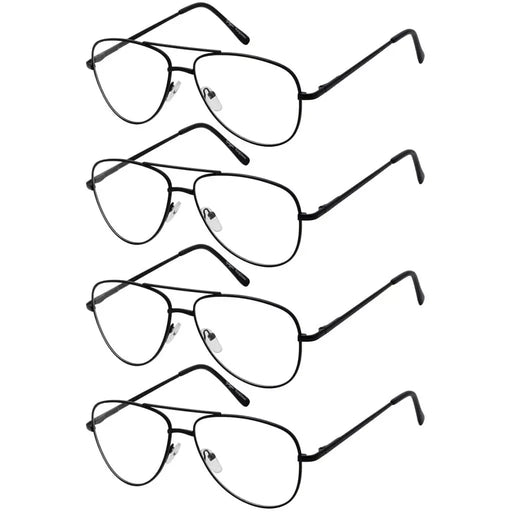 eyekeeper.com 4 Pack Pilot Reading Glasses Metal Frame Readers R1502 Eyeglasses