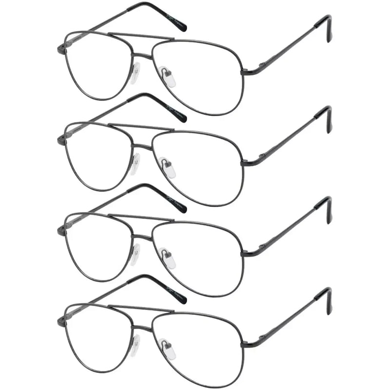 eyekeeper.com 4 Pack Pilot Reading Glasses Metal Frame Readers R1502 Eyeglasses