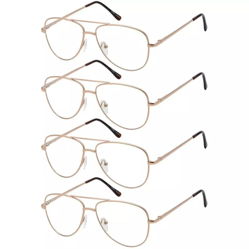 eyekeeper.com 4 Pack Pilot Reading Glasses Metal Frame Readers R1502 Eyeglasses