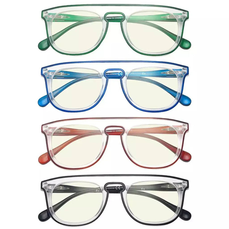 eyekeeper.com 4 Pack Pilot Stylish Blue Light Filter Reading Glasses UV2122 Eyeglasses