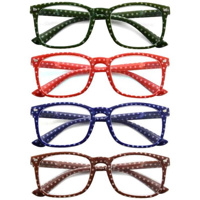 Eyekeeper - 4 Pack Polka Dots Pattern Reading Glasses Rt1801P