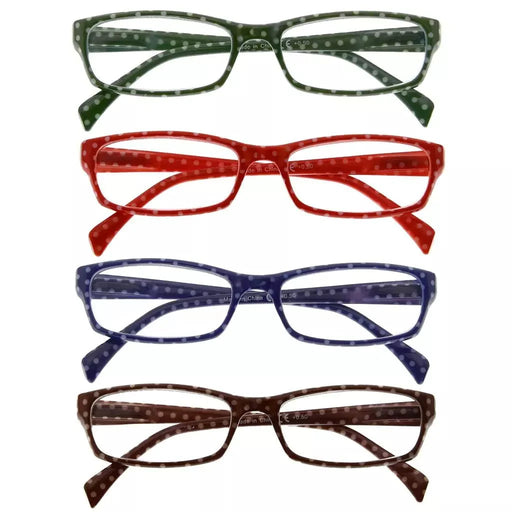 eyekeeper.com 4 Pack Polka Dots Pattern Temple Reading Glasses RT1803PB Eyeglasses