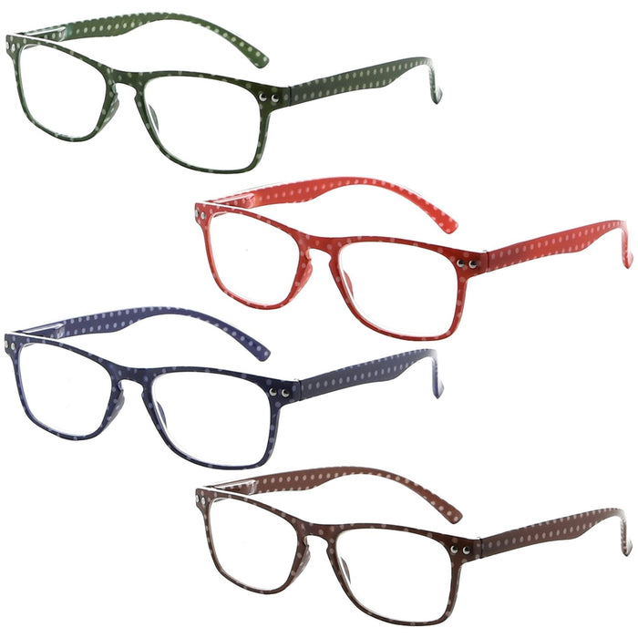 Eyekeeper - 4 Pack Polka Dots Reading Glasses R046P