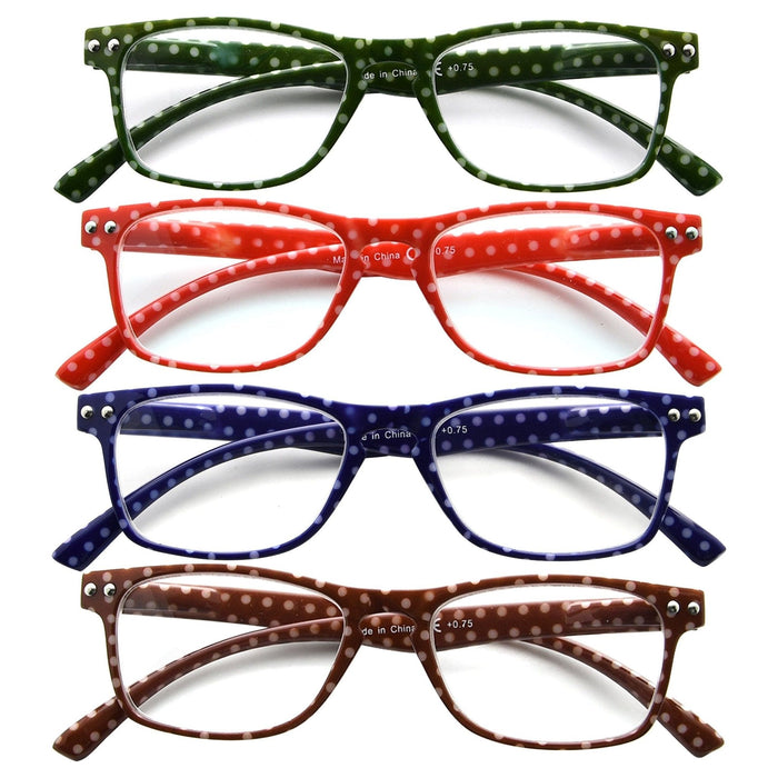 Eyekeeper - 4 Pack Polka Dots Reading Glasses R046P