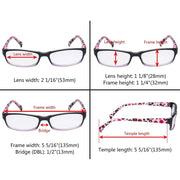 eyekeeper.com 4 Pack Polka Dots Rectangle Reading Glasses RT1803P Eyeglasses