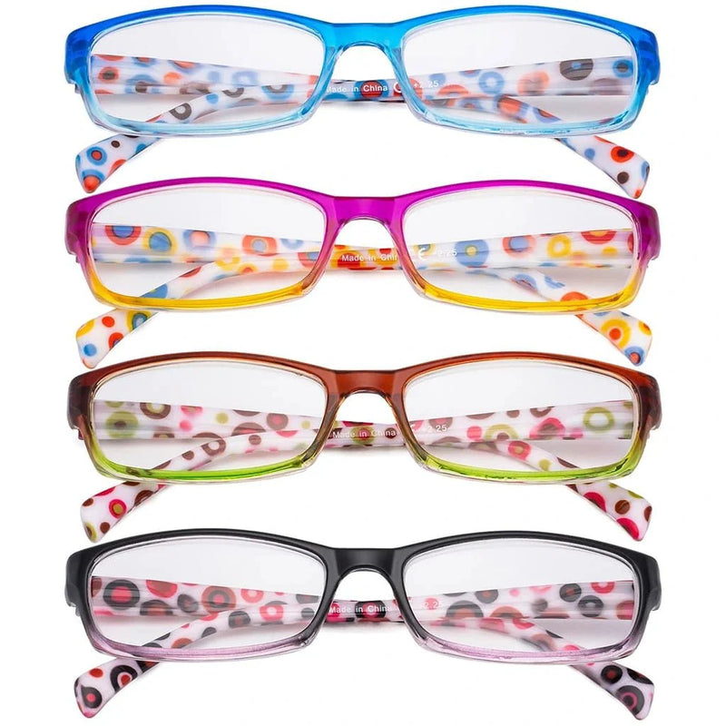 eyekeeper.com 4 Pack Polka Dots Rectangle Reading Glasses RT1803P Eyeglasses