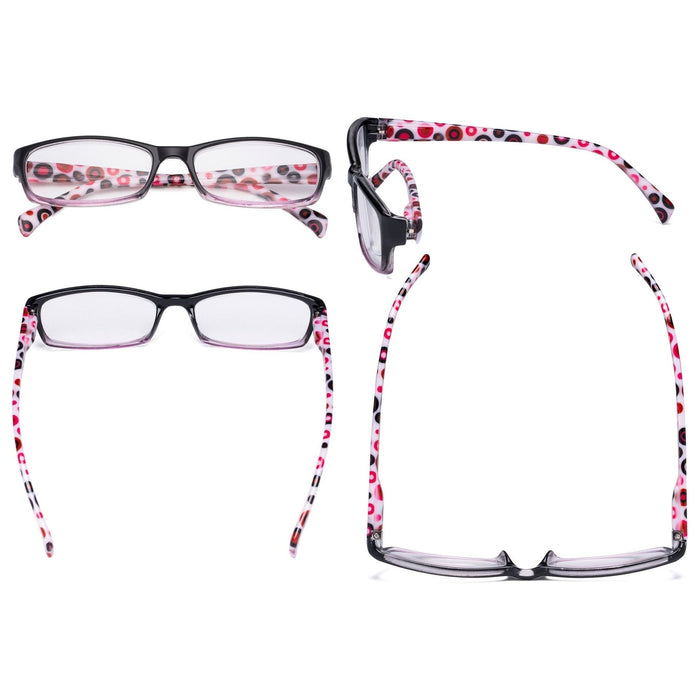 Eyekeeper - 4 Pack Polka Dots Rectangle Reading Glasses Rt1803P