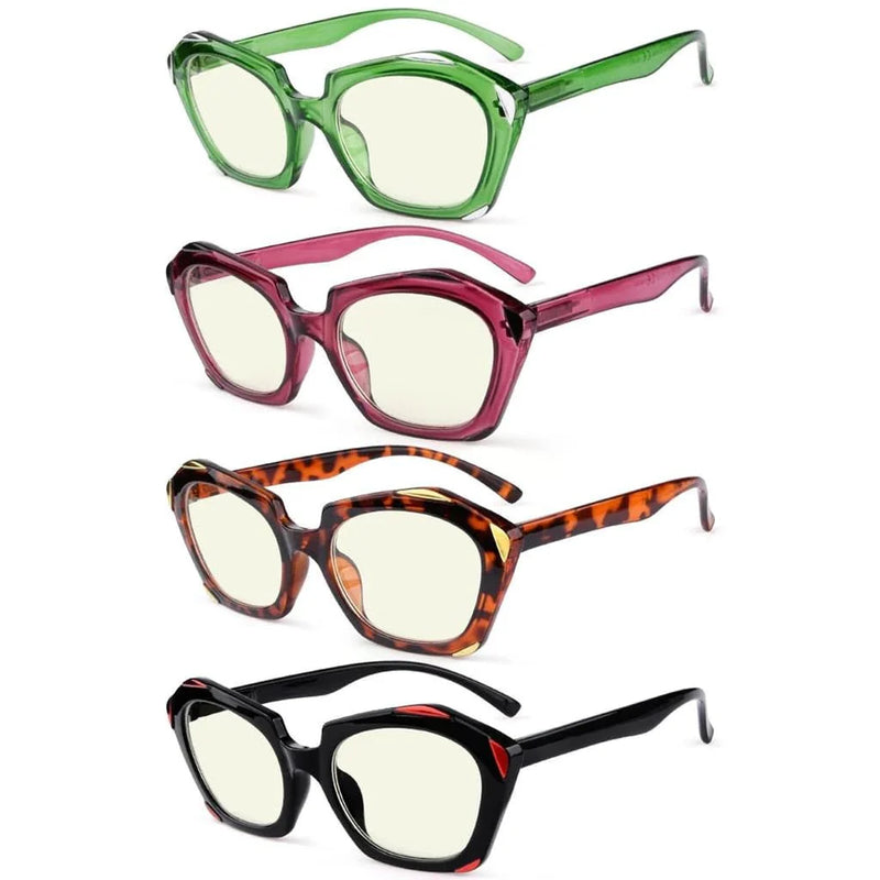 eyekeeper.com 4 Pack Polygon Blue Light Filter Reading Glasses UV2129 Eyeglasses