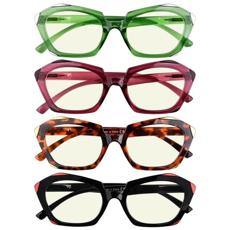 eyekeeper.com 4 Pack Polygon Blue Light Filter Reading Glasses UV2129 Eyeglasses