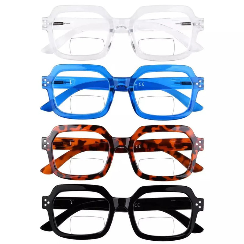 eyekeeper.com 4 Pack Polygon Trendy Bifocal Reading Glasses Polygonal Readers BR2130 Eyeglasses
