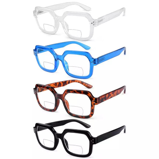 eyekeeper.com 4 Pack Polygon Trendy Bifocal Reading Glasses Polygonal Readers BR2130 Eyeglasses