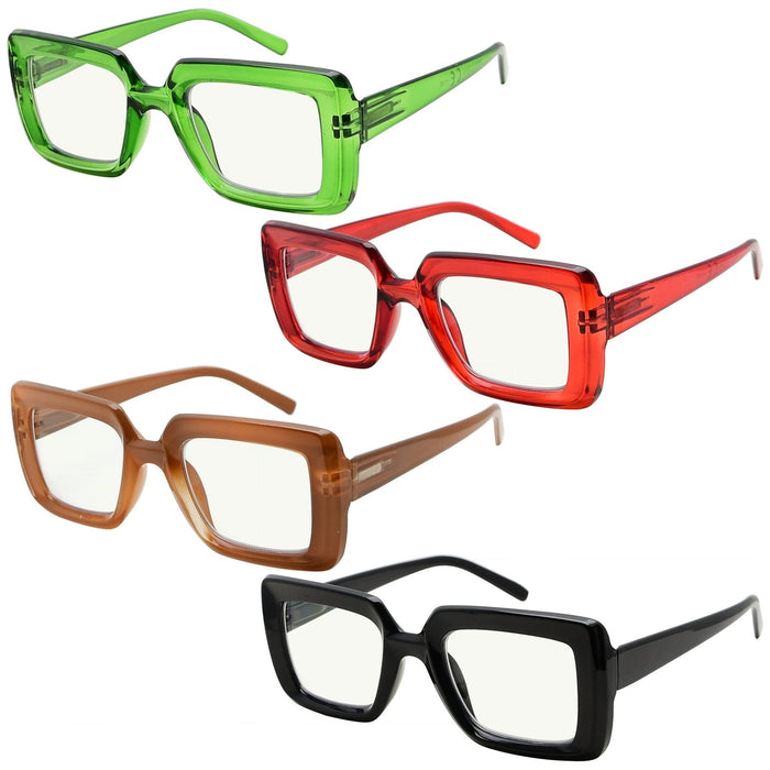 Eyekeeper - 4 Pack Stylish Thicker Frame Multifocus Reading Glasses M2101