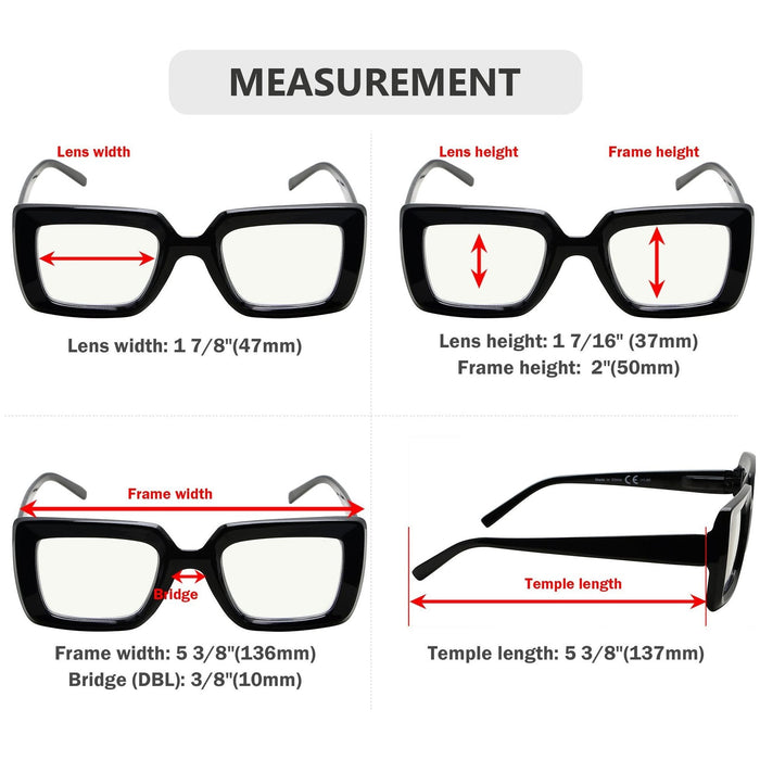 Eyekeeper - 4 Pack Stylish Thicker Frame Multifocus Reading Glasses M2101