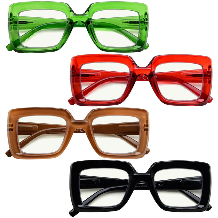 Eyekeeper - 4 Pack Stylish Thicker Frame Multifocus Reading Glasses M2101