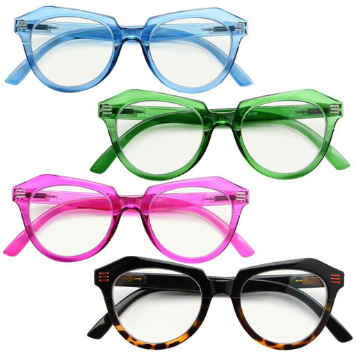 Eyekeeper  - 4 Pack Cat-eye Multifocus Reading Glasses M2110