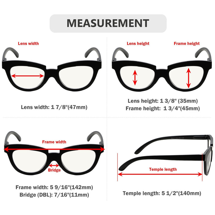 Eyekeeper  - 4 Pack Cat-eye Multifocus Reading Glasses M2102