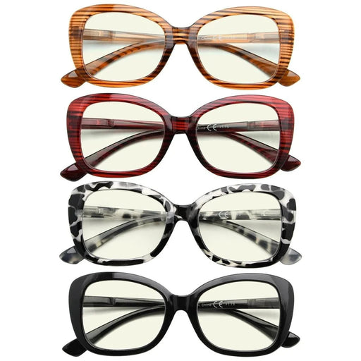 eyekeeper.com 4 Pack Reading Glasses Blue Light Filter Oversized Computer Readers UVR2011 Eyeglasses