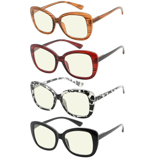 eyekeeper.com 4 Pack Reading Glasses Blue Light Filter Oversized Computer Readers UVR2011 Eyeglasses