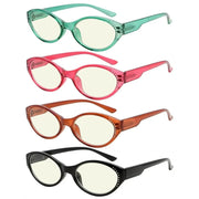 eyekeeper.com 4 Pack Reading Glasses Blue Light Filter UVR2036 Eyeglasses