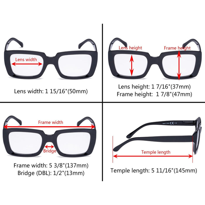 Eyekeeper - 4 Pack Stylish Reading Glasses Fashionable Readers R9107-1