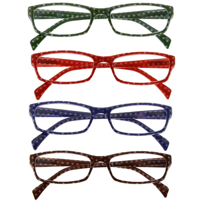 Eyekeeper - 4 Pack Polka Dots Pattern Reading Glasses Rt1803Pb